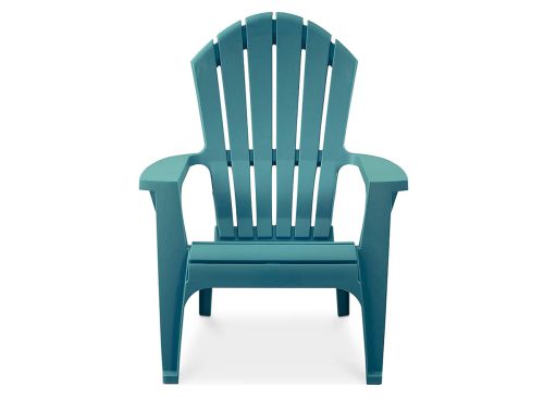 Adams Manufacturing RealComfort Stackable Teal Resin Frame Stationary Adirondack Chair with Solid Seat