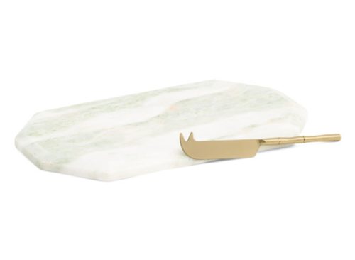 BELLA LUX 12x7 Marbled Onyx Cheese Board With Knife