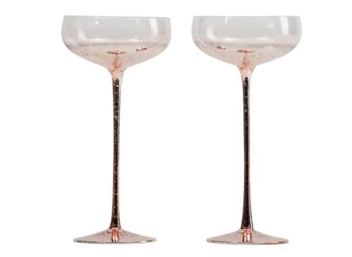 BELLA LUX Set Of 2 Mercury Long Stem Coupe Glasses