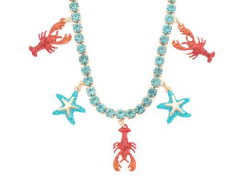 BETSEY JOHNSON Mermaid Jewels Lobster Starfish Charm Tennis Necklace