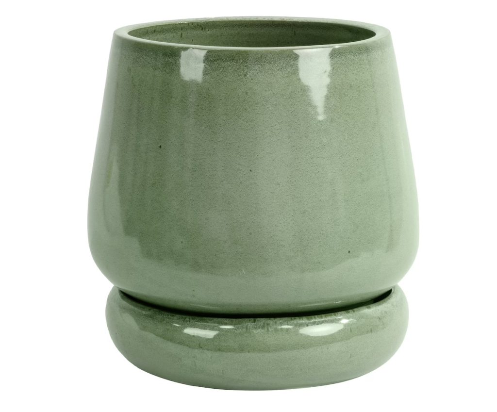 Beautiful by Drew Barrymore 12" Tapered Ceramic Planter with Saucer