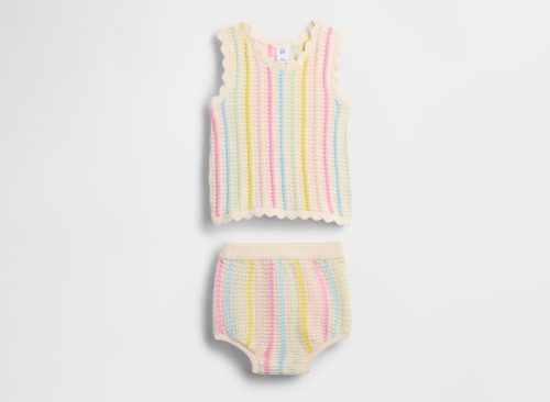 Baby Crochet Stripe Tank Outfit Set