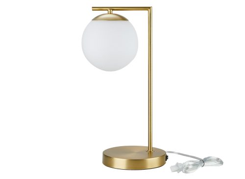 Better Homes & Gardens 17.5" Frosted Globe Desk Lamp with USB Ports, Brass