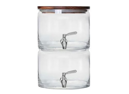 Better Homes & Gardens 240oz Stacking Glass Beverage Dispenser with Acacia Wood Lid