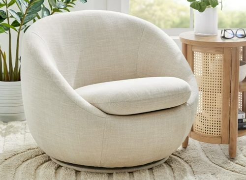 Better Homes & Gardens Mira Swivel Accent Chair, Cream Linen