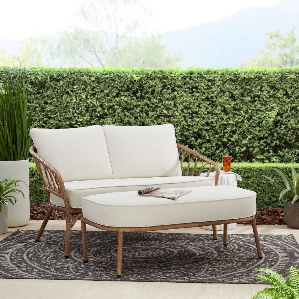 Better Homes & Gardens Willow Outdoor Loveseat and Ottoman Set