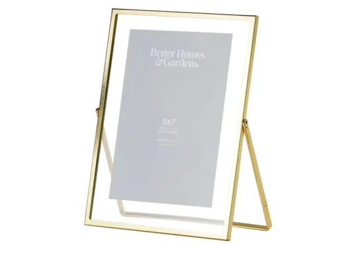 Better Homes & Gardens – 5x7 Picture Frame – Gold Float Tabletop Photo Frame