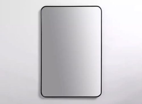 Black Nouveau Linear Curved Corner Mirror