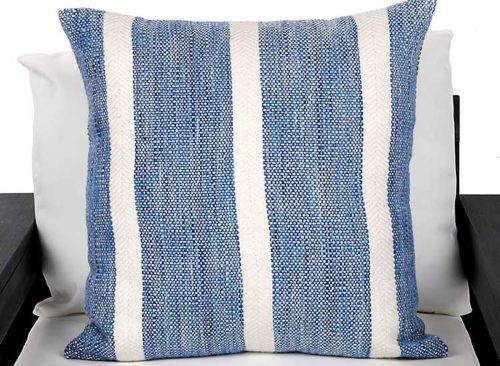 Blue Wide Stripe Outdoor Pillow