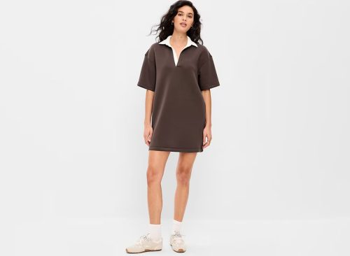 Bounce Fleece Short-Sleeve Polo Dress