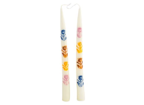 CHEFANIE Set Of 2 12in Mixed Poppy Taper Candles