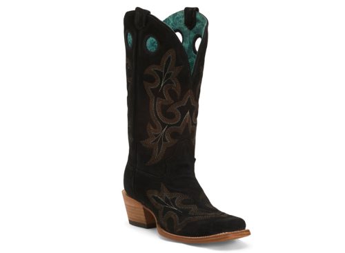 CORRAL BOOTS Made In Mexico Suede Embroidered Western Boots With Pull On Holes