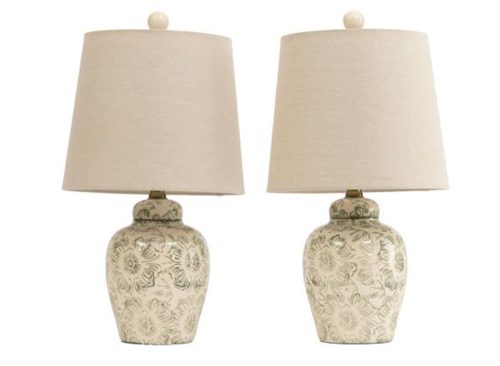 CRESTVIEW COLLECTION Set Of 2 19.5in Printed Ceramic Table Lamps