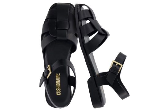 CUSHIONAIRE Benny Closed Toe Fisherman Womens Sandals - Flat Dressy Comfortable Sandals for Women 2025 with Adjustbale Ankle Strap, Black 6