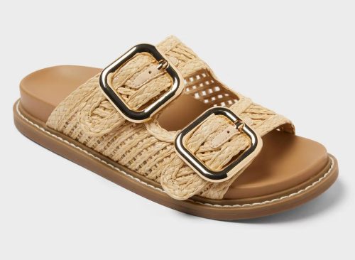 CUSHIONAIRE Siesta Modern Lattice Ballet Flats for Women, Comfortable Slip On Pointed Toe Womens Jelly Shoes, MOCHA 10