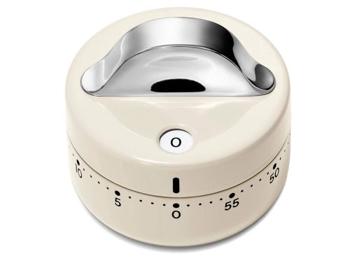 Caraway Mechanical Kitchen Timer - Stainless Steel 60 Minute Wind Up Timer - Side and Top Display for Cooking, Baking, and Daily Routines - Cream