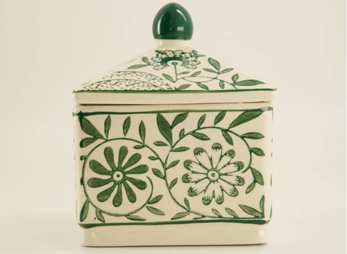 Ceramic Green Decorative Trinket Box