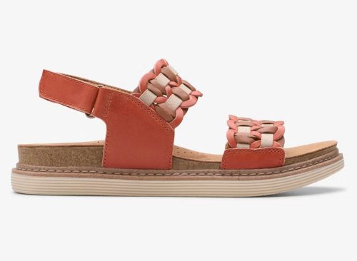 Clarks Womens Arwell Glide Orange Combination Sandals 10 Medium