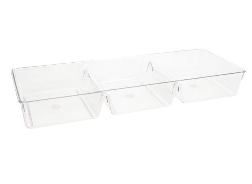 Clear Plastic 3-Compartment Storage Trays