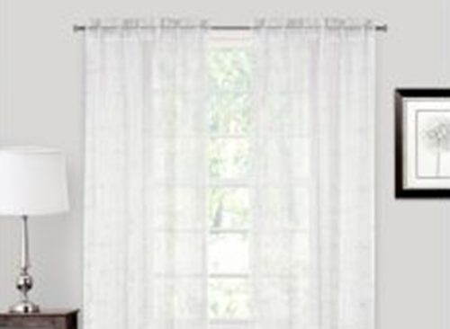 Comfort Bay Pamela Embroidered Sheer Window Curtain Panels with Rod Pocket, 28 in x 84 in Each, 2 pk