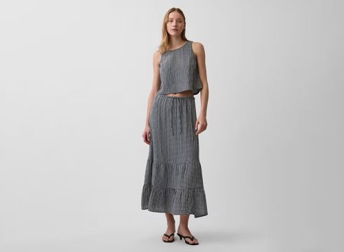 Cotton Gauze Tiered Easy Maxi Skirt