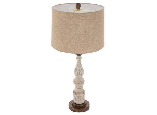 Cream & Brown Vintage Farmhouse Finial Table Lamp