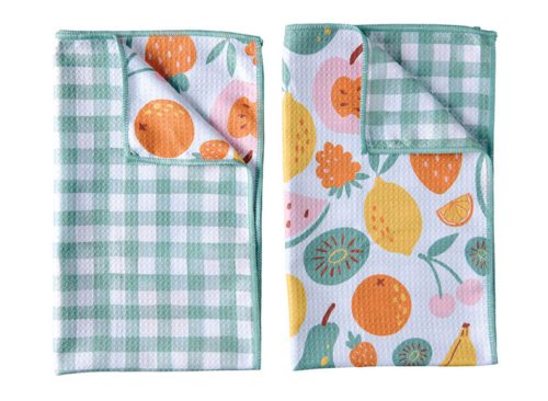 Crofton 2Pk Microfiber Kitchen Towels, Fruit Mix