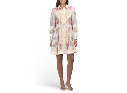 DALIA MACPHEE Long Sleeve Romantic Floral Mini Dress