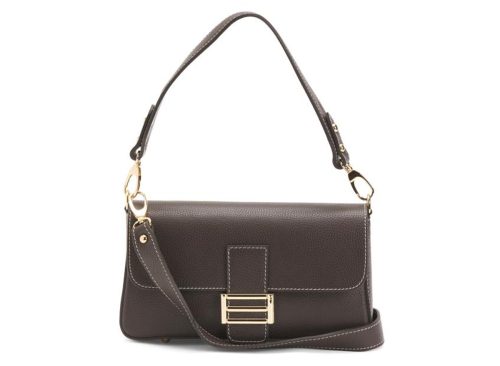 DIVINA FIRENZE Made In Italy Leather Flap Shoulder Bag