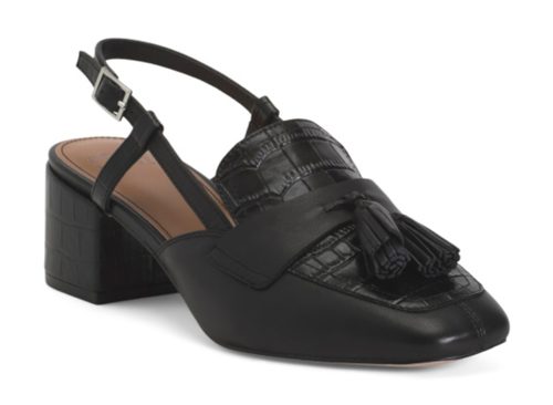 DONALD PLINER Leather Kudo Slingback Tassel Pumps