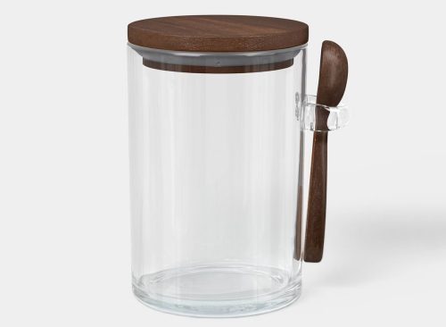 Dark Wood Top Small Canister with Spoon Clear - Threshold™