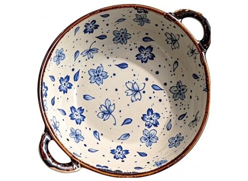 Decorative Serving Bowl - 24oz Ceramic Soup Bowl with Handle Ramen Bowl for Salad,Pasta,Cereal,700ML Porcelain Stoneware Kitchen Dish