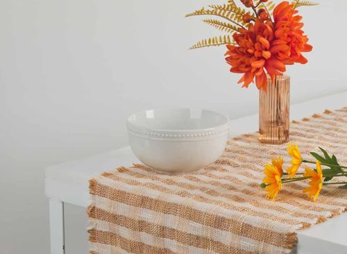 Decorative Striped Jute Table Runner, Assorted
