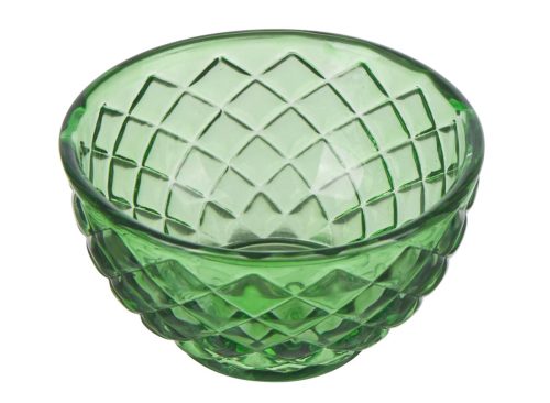 Diamond Embossed Small Transparent Glass Bowl, 2 Assorted Colors