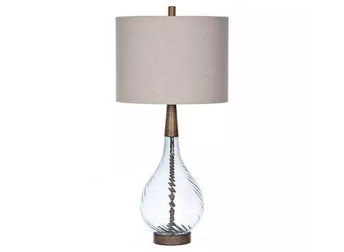 Dusty Gray Blue Nora Glass Table Lamp
