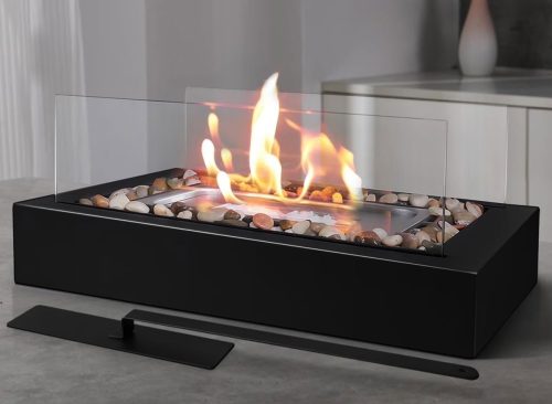 EAST FLAME Rectangular Tabletop Fire Pit with 2 Sided Glass Mini Portable Fireplace for Patio Backyard, Gift for Christmas