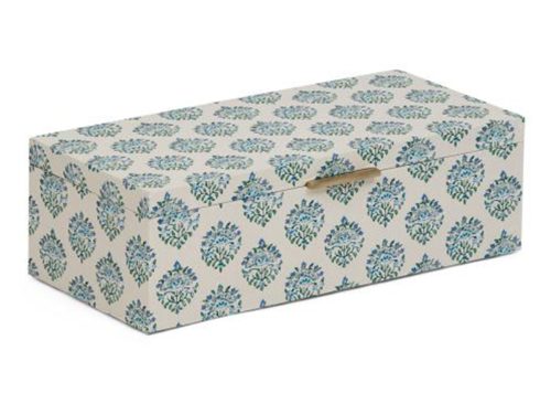 ECCOLO 7x15x4 Block Print Linen Wrapped Box