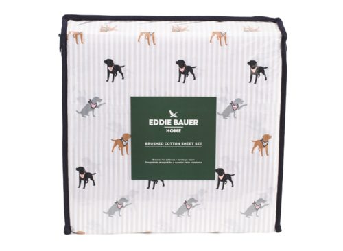 EDDIE BAUER Dog And Stripes Sheet Set
