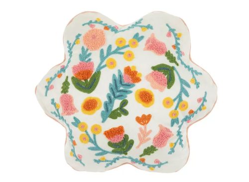 Embroidered Floral Flower Pillow