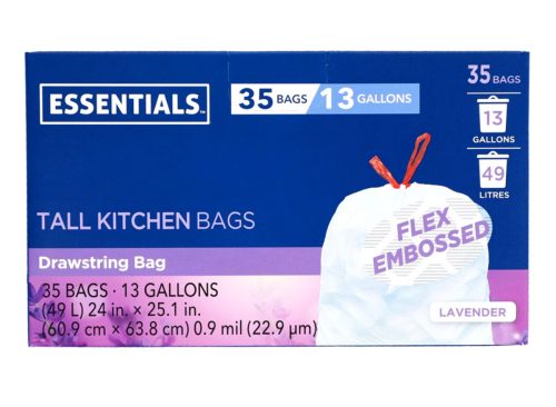 Essentials Lavender Tall Kitchen Bags, 35-pc Pack.