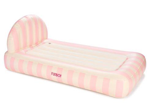 FUNBOY Light Pink Stripe 15"H Kids' Sleepover Twin Air Mattress Bed with Electric Pump