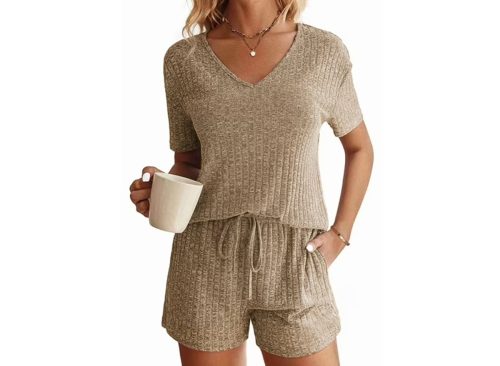 Fantaslook 2 Piece Sets Summer Pajamas Womens Tops and Shorts Sleepwear Outfits Lounge Sets Casual