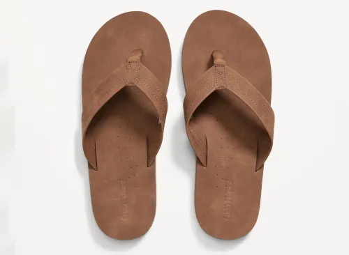 Faux-Leather Flip-Flop Sandals for Men
