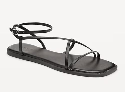 Faux-Leather Slide Sandals