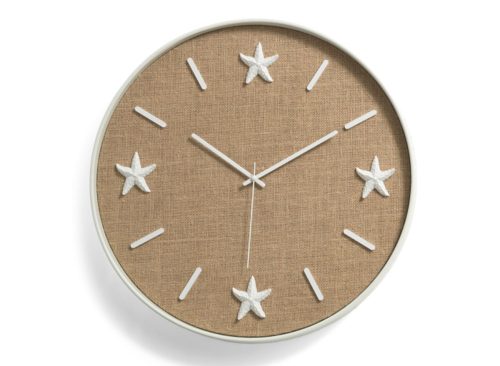 GARBER 20in Sea Shell Wall Clock With Linen And Plastic Frame