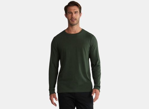 George Men's & Big Men's Relaxed Fit Cotton Crewneck T-Shirt with Long Sleeves, Size XS-3XL