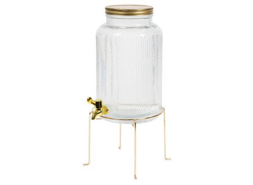 Glass Beverage Dispenser - Golden Accents