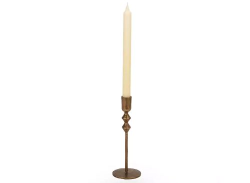 Gold Forged Diamond Taper Candle Holder, 8.5 in.