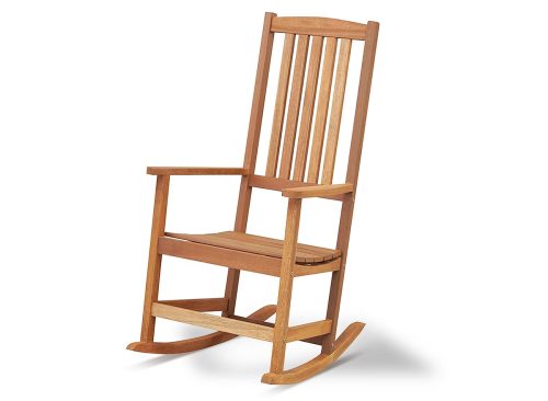 Gymax Outdoor Wood Rocking Chair, Ergonomic High-Back Patio Rocker with Smooth Glide Base & Slatted Design Ideal for Porch