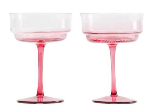 HEARTS AND KISSES Set Of 2 Ombre Coupe Glasses